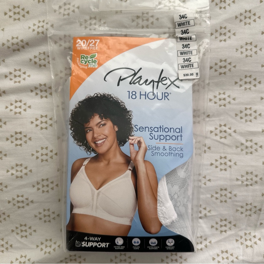 Playtex 18 Hour White Bra - 4-Way TruSupport